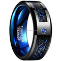 POYA Tungsten Black Dragon Carbon Fiber Inlay Red Green Blue Anodized Aluminum Sleeve Ring for Men