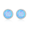 Exquisite Tiny 925 Sterling Silver 18k Gold Natural Blue Fire Opal Stud Earrings for Women Gifts