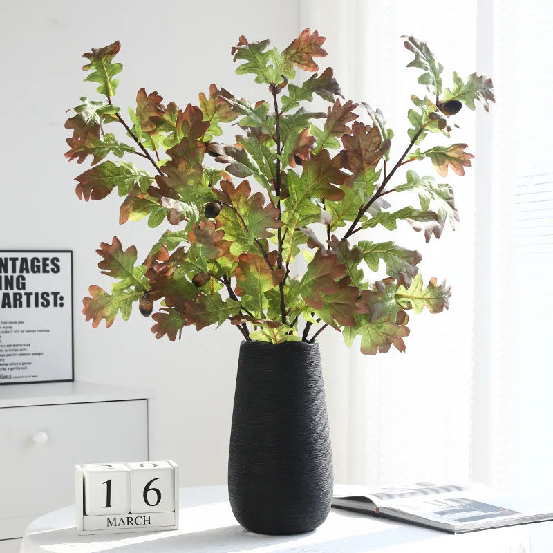 Autumn Color Artificial Oak Leaves Fall Stems for Home Wedding Decoration Vase Filler Table Centerpiece