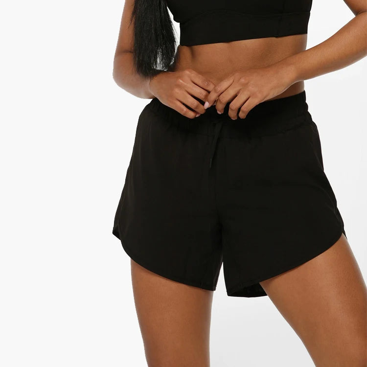 Women's High Waist Skinny Fit Gym Shorts Breathable Quick Dry Solid 100% Polyester Yoga & Running Biker Shorts with Side Pockets