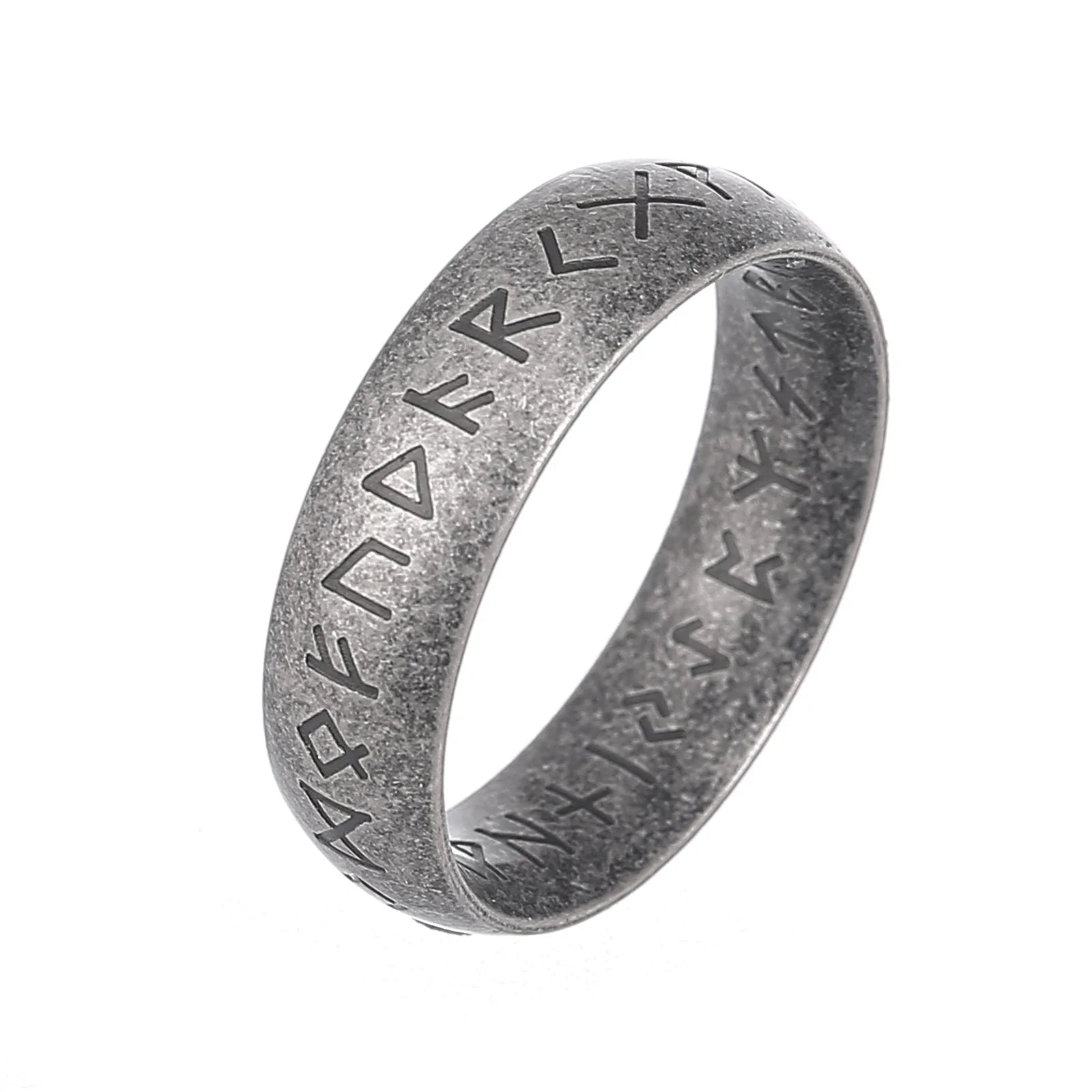 316L Stainless Steel Antique Silver Plated Mens Ring Norse Myth Runes Amulet Ring Viking Ring Jewelry Wholesale