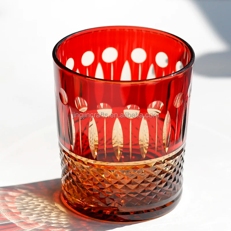 Handcrafted Edo Kiriko Drinking Glass Old Fashioned Crystal Whisky Cup for Vodka Bourbon Hand Cut Design Cocktail Glass Tumbler