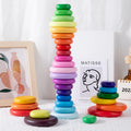 6pcs Educational Blocks Montessori Toy Children Wooden Rainbow Stacker for Kids 18m+