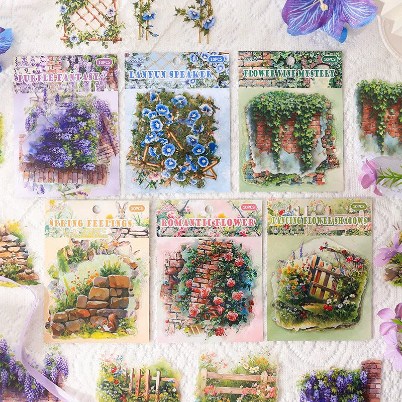 10 Sheets Per Pack Garden Landscaping Handbook Stickers Vintage Handbook Stickers Premium Feeling