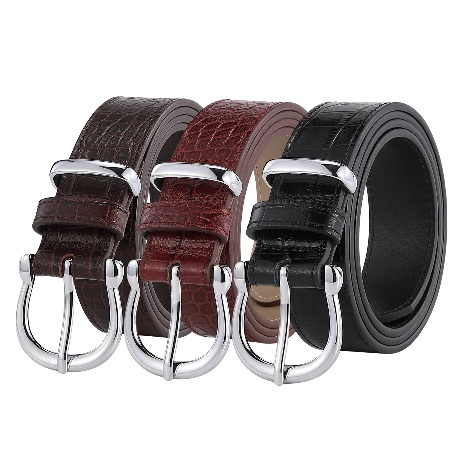High Quality Classic Fashion Design Casual Jeans Alloy Pin Buckle Cow Hide Leather Women's Belt with Adjustable Length