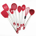 2026 Dishwasher Safe Cooking Accessories Good Selling Non-Stick Red Silicone Kitchen Utensil Set with Stainless Steel Handle