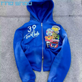 Sun Faded Zip up Hoodie Boxy Heavyweight 450Gsm Screen Printing Chenille Patch Embroidery Applique Hoodie Men