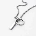 Fashion Men Jewelry Ornament Geometric Necklace Titanium Ball Ring Hoop Rectangle Blank Pendant Stainless Steel Chain Necklace