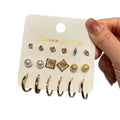 VKME Trendy Gold Huggie Hoop Earrings Set for Woman Party Gift Acrylic Pearl Mixed Designs Stud Earrings