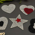 Fashion Pentacle Heart Shape Full Rhinestone Iron on Patches Hot Fix Glue on Stickers for Clothes T-shirt Applique Patches