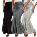 Ruched Solid Color Mermaid Skirts Jupes Pour Femmes Elegant High Waist Bodycon Ankle Women's Long Knit Skirt