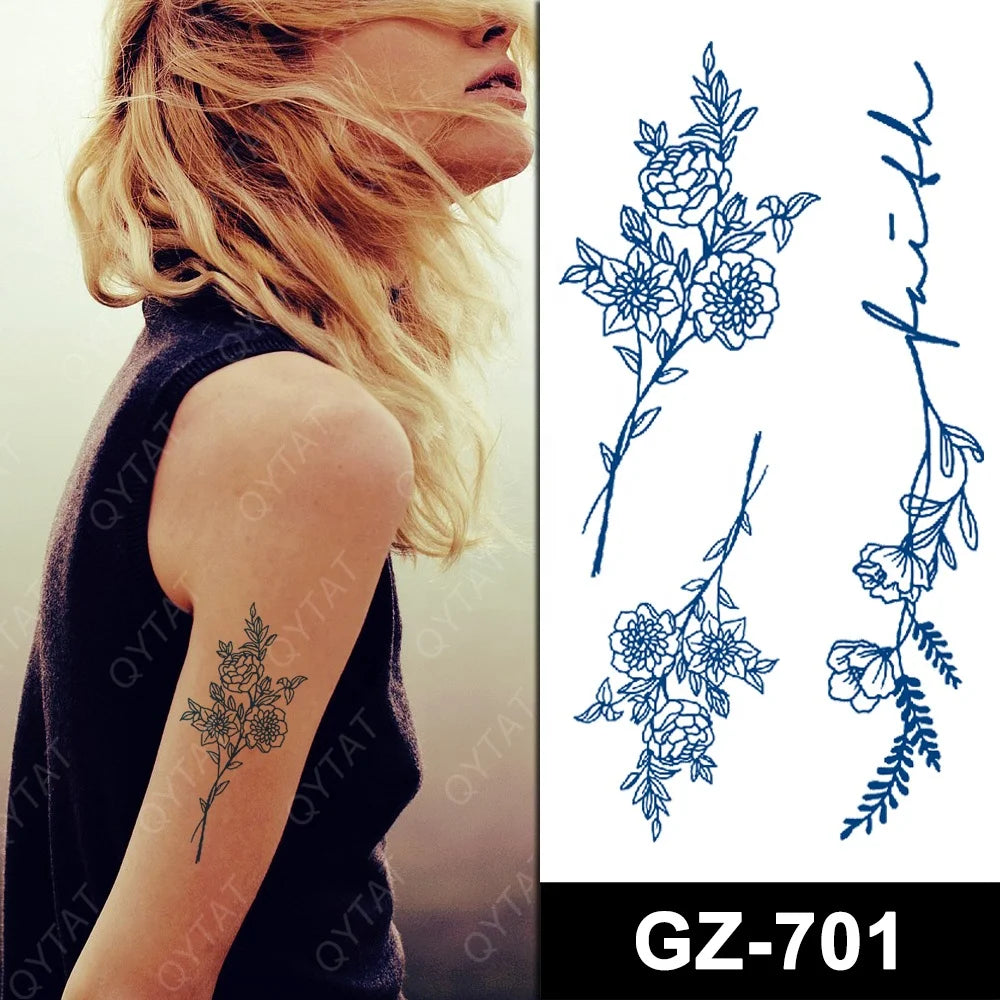 Factory Sale Waterproof Sweatproof Long Lasting 2 Weeks Semi-permanent Herbal Plant Fruit Juice Tattoo Sticker