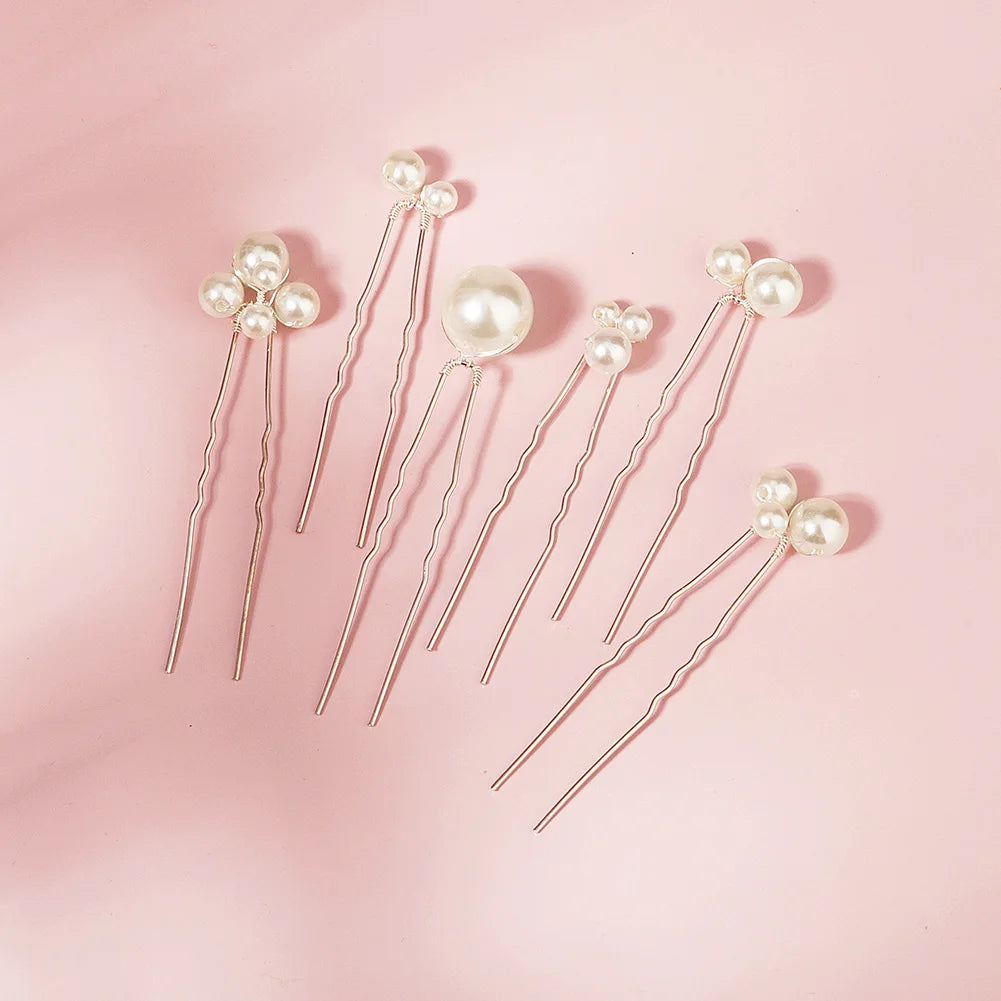 Pearl Bridal Hair Clip Hair Pin(6 Pieces) Wedding Pearl Hair Pin