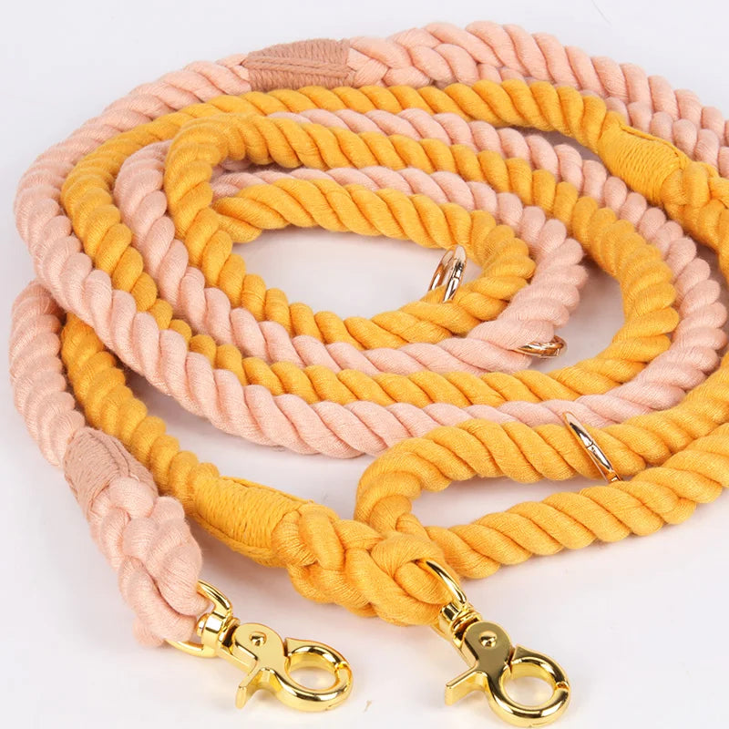 Luxury Heavy Training Multicolor Walking Orange Color Cotton Rope Dog Leash