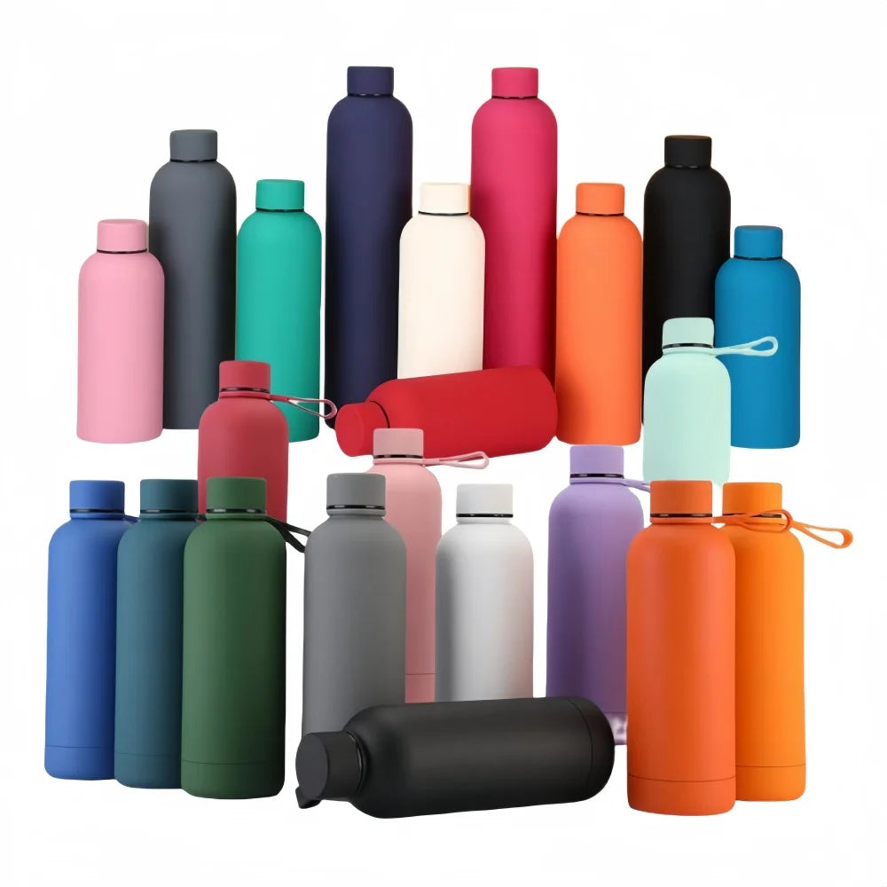 Dual Wall Stainless Steel Thermal Water Bottle with Bamboo Lid BPA-Free 500ml Capacity Small-Mouth Design for Outdoor Use