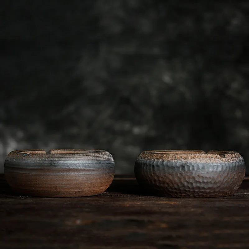 Creative Ceramic Ashtray Handmade Retro Household Ancient Morning Burning Thread Hammer Ashtray Customization logo