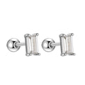 Fashion Designer Stud 925 Sterling Silver White Green Square CZ Prong Claw Earrings Set for Women Fine Jewelry Wholesale