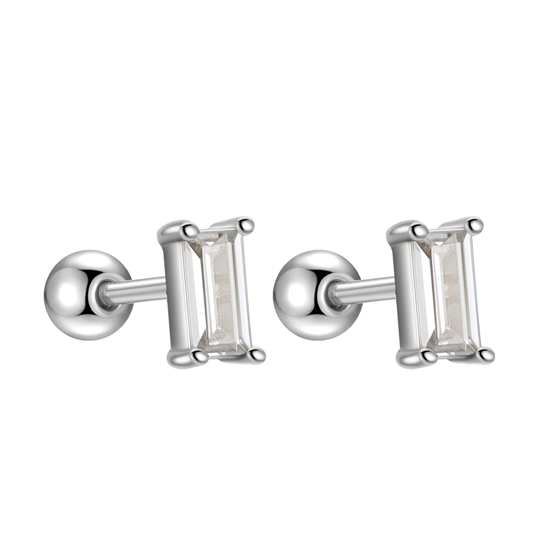Fashion Designer Stud 925 Sterling Silver White Green Square CZ Prong Claw Earrings Set for Women Fine Jewelry Wholesale