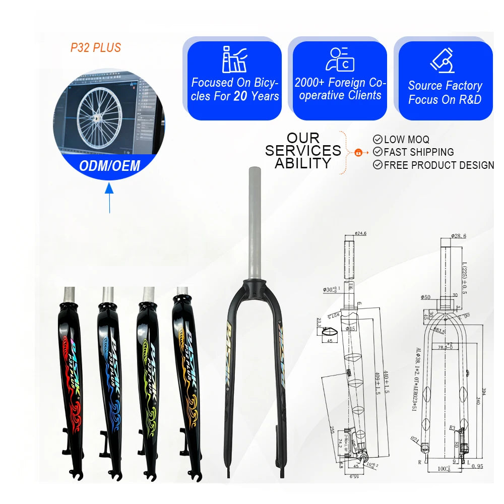 PASAK 26" 27.5" 29" Hard Disc Fork MTB Mountain Bike Disc Brakes Aluminum bicycle Front Fork 1-1/8 700C Disc Road Bike Fork