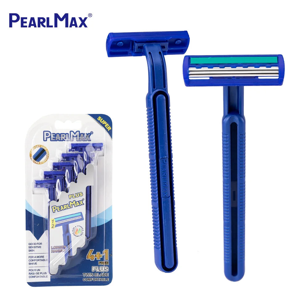 Pearl Max New Disposable Soft Razor Widely Use Men Twin Blade Shaving Razor for Beard Cleaning Barber Plastic Disposable Razor