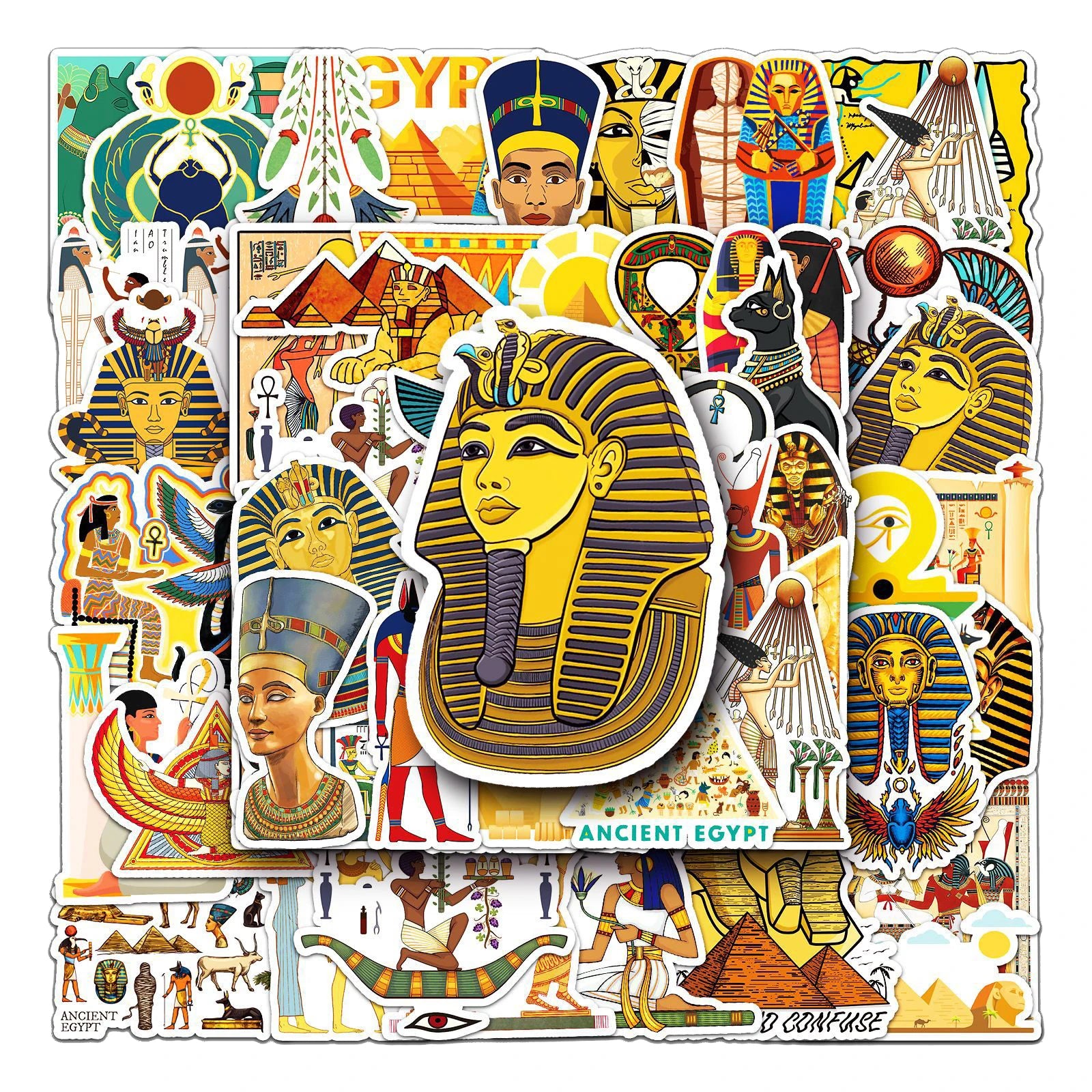 50Pcs Famous Egyptian Architecture Pharaoh Pyramid Graffiti Stickers for Phone Bottle Waterproof Egypt Travel Label