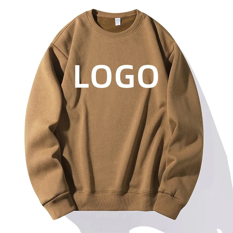 2025 Heavy Custom Embroidery Cotton Sweater Blank Plain Custom Men's Round Neck Pullover Printed Men's Plus Size Men's T-shirt