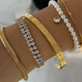 Wholesale Fashion Bracelet Jewelry Stainless Steel 18k Gold Vacuum Plated Claw Setting Zircon Bracelet Bangle for Women
