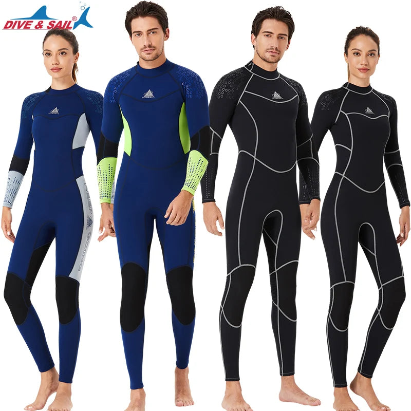 Wholesale 3mm Neoprene Diving Suits Mens Full Body Bcak Zip Scuba Wet Suit Women Long Sleeve Keep Warm Adults Snorkeling Wetsuit