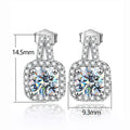 GRA  1CT Vintage Round Cut 2 Rows Stud Earring Moissanite Diamond for Women Real 925 Sterling Silver Engagement Fine Jewelry