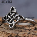 Stainless Steel Celtic Knot Ring Fashion Titanium Steel Jewelry Silver Light Hollow Women Irish Celtic Viking Knot Ring for Girl