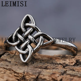 Stainless Steel Celtic Knot Ring Fashion Titanium Steel Jewelry Silver Light Hollow Women Irish Celtic Viking Knot Ring for Girl