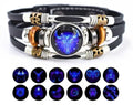 Trendy Leather Zodiac Bracelets Horoscope Bracelets  Vintage Punk Black Leather Bracelets Gifts for Men