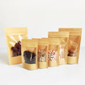 10.5x18.5cm New Product Ziplock Kraft Stand up Pouch Food Grade Heat Sealable Kraft Paper Bag with Large Display Window