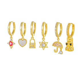 ZUOLA Custom Earring Pendent 6pcs Sweet Cute Cartoon Animal Earring 18K Gold Plated Earrings Stylish Geometric Shape for Party