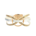 DHJ00189 Fashion Round Shape Leather Bracelet Women Magnetic Buckle PU Leather Bracelet