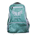 Unisex Glitter Backpack with Shoe Compartment Teal Color Low MOQ Fashionable Polyester Sports Zipper Closure Soft Style