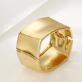 Gold Plated Alloy Wide Cuff Smooth Textured Chunky Exaggerated Geometric Big Bangles Women's Party Fashion Trendy MM Bracelets