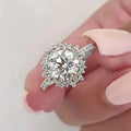 CAOSHI Custom Gorgeous Dazzling Flowers Design Crystal Imitated Diamond Finger Ring for Luxury Silver Plated Wedding Rings Women