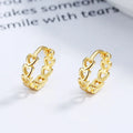 Fashion Jewelry 925 Sterling Silver Earring Hollow love Heart Gold Plated Hoop Earrings Women Valentine's Day