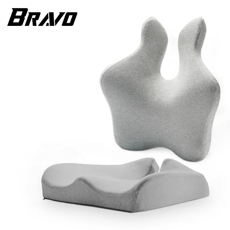 Bravo Memory Foam Seat Cushion and Lumbar Back Cushion Tailbone Seat Cushion