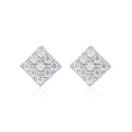 Minimalist Jewelry 925 Sterling Silver Shiny Cubic Zircon Full Diamond Square Shape Tiny Stud Earrings for Women