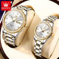 OLEVS 7003 Custom OEM Men Mechanical Watch Luxury Lovers Diamond Calendar Stainless Steel Wristwatch Couple Mechanical Watch