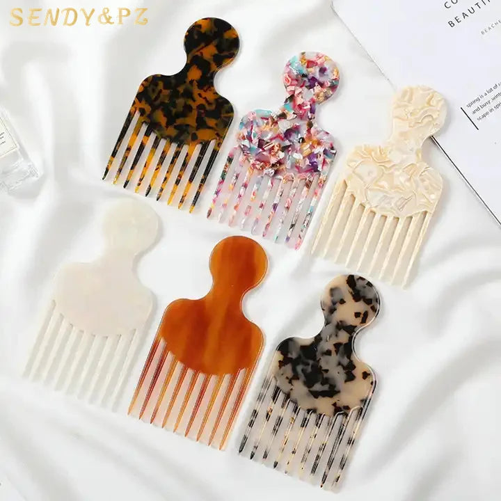 Tortoise Shell Cellulose Acetate Tooth Comb Newest Korean Stylish Fine Tooth Acetate Hair Combs for Ladies