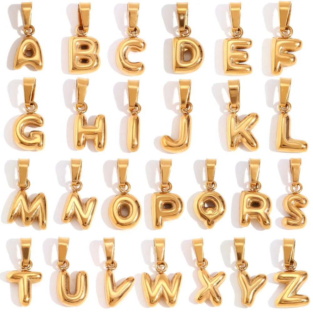 European American Fashion Simple Temperament 18K Gold Mini Bubble Letter Pendant Stainless Steel Plated Explosion-Proof Jewelry