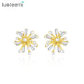 LUOTEEMI Woman Accessory Jewelry Custom Fashion Large 18K Plated Sunflower Big Fancy Gold Flower Earring