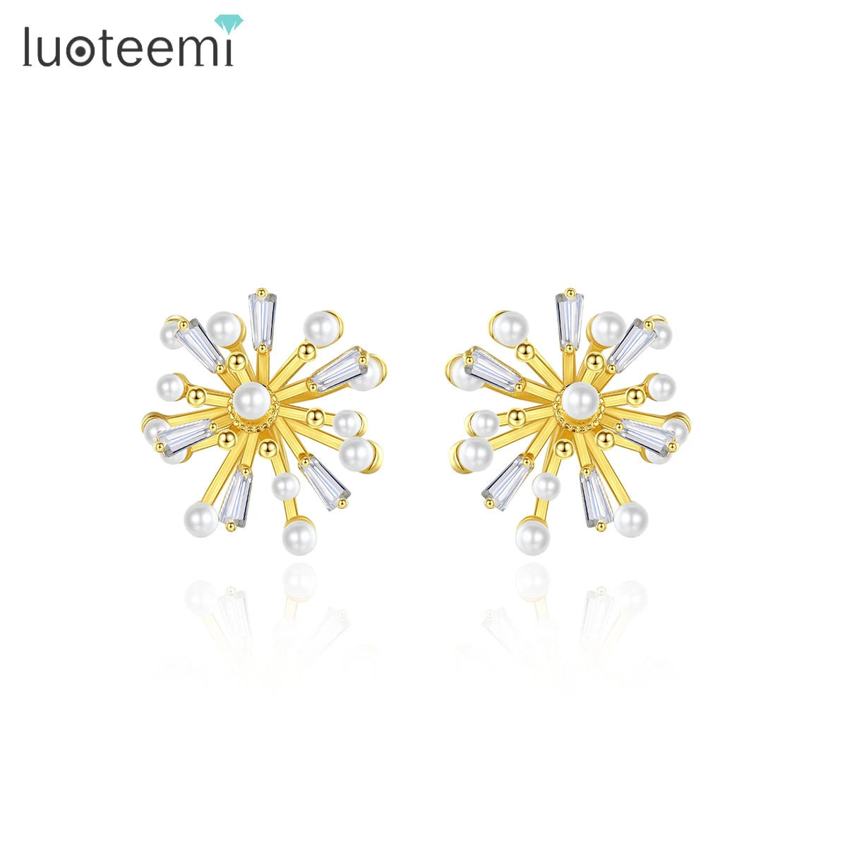 LUOTEEMI Woman Accessory Jewelry Custom Fashion Large 18K Plated Sunflower Big Fancy Gold Flower Earring