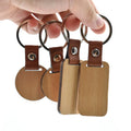 Wholesale Wood Laser Blanks Key Ring Engraving Custom Leather Key Chain Wooden Keychain for Gift