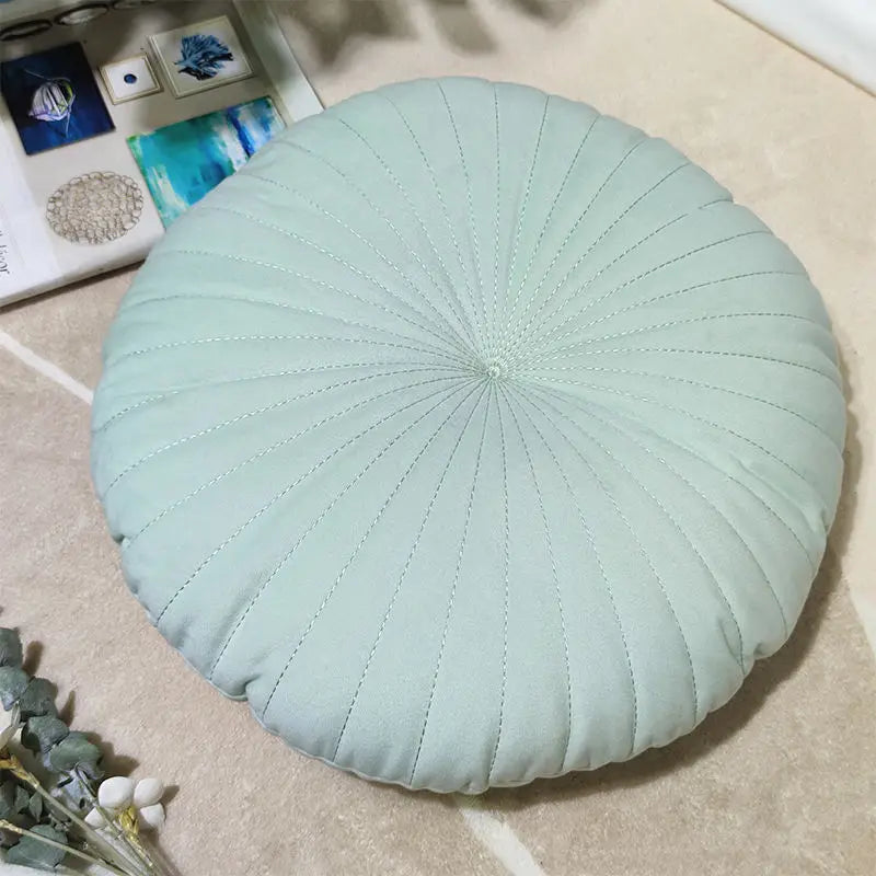 Amity Quilted Dutch Velvet Cushion European Double Sided Design Solid  Floor Pumpkin Round Pillow Hotel Use