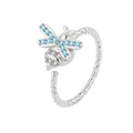 Hot Sale Adjustable Open Rotatable Cubic Zirconia Dragonfly Pattern Spinner Fidget Anxiety Ringfor Women Gift