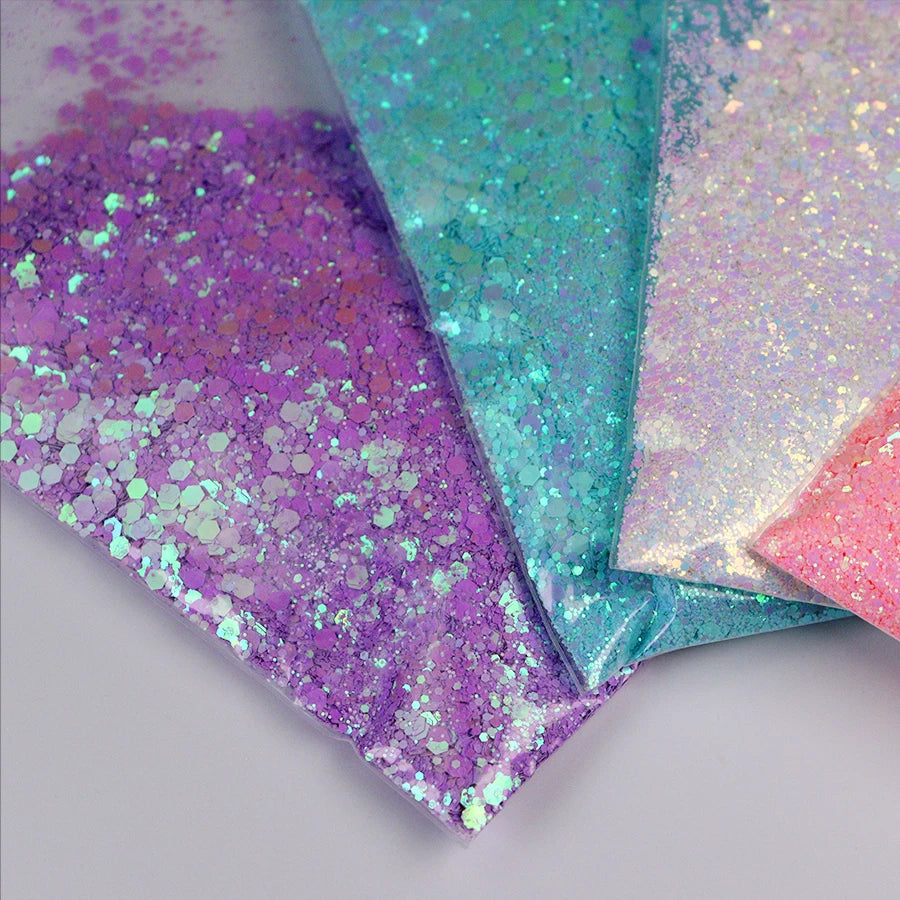 Wholesale PET 2oz holo Bags 1kg Bag 25kg Bag Glitter Opal White Shifting Glitter for Eyes Face and Christmas